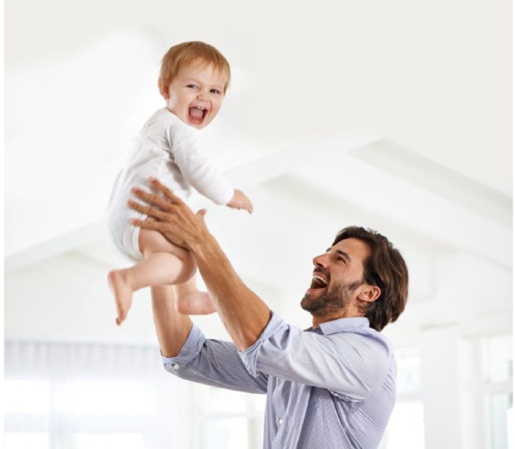 Some fathers who stay home care for children